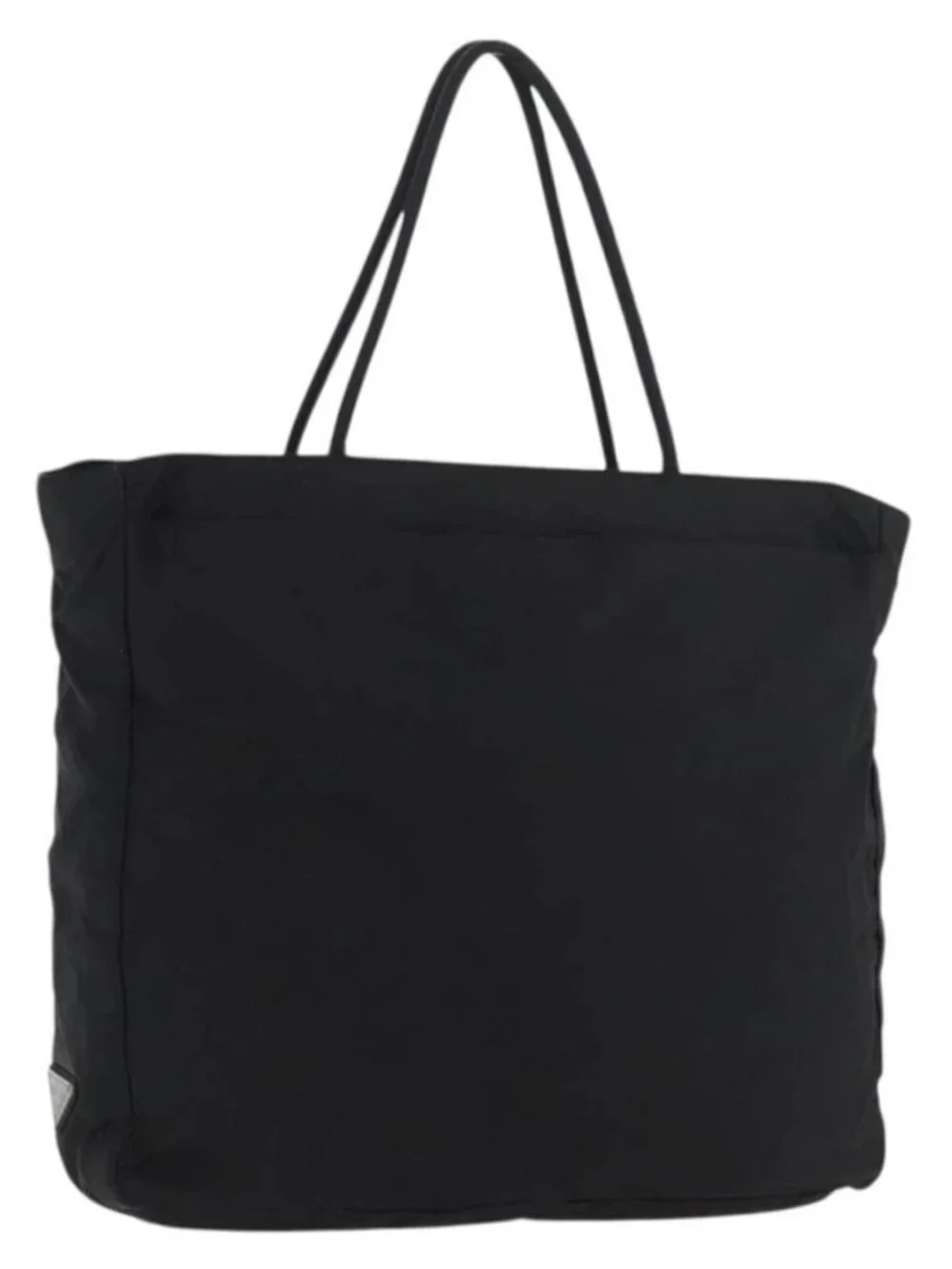 PRADA Tote Bag Nylon Black Silver Auth 176592